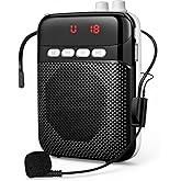 Portable Voice Amplifier for Teachers with Bluetooth, 2400mAh Rechargeable Personal Amplifier PA System Headset for Speaking Microphone for Teachers,Tour Guides, Coaches, Classroom,Yoga(Black)