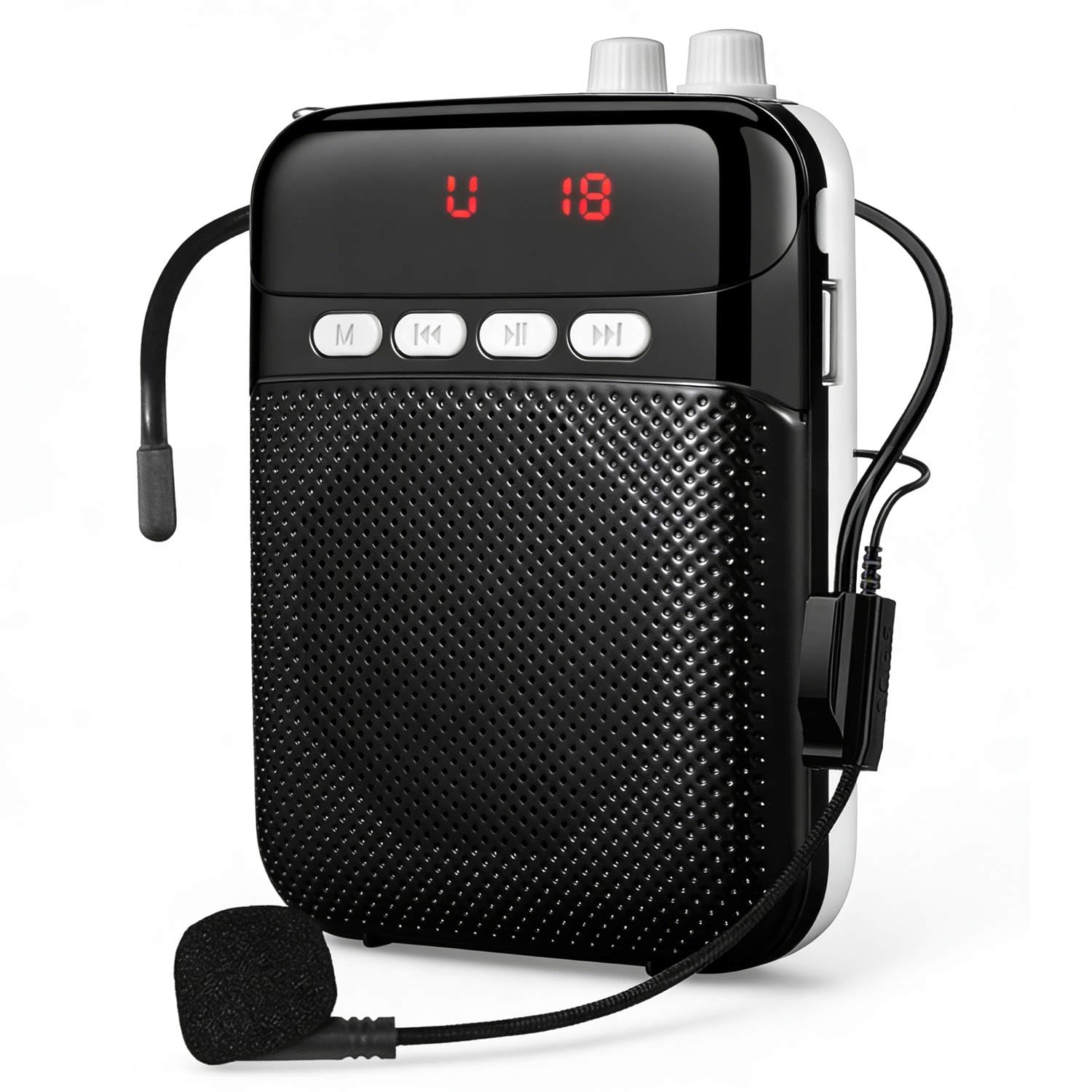 Portable Voice Amplifier for Teachers with Bluetooth,2400mAh Rechargeable Personal Amplifier PA System Headset for Speaking Microphone for Teachers,Tour Guides, Coaches, Classroom, Singing Yoga(Black)