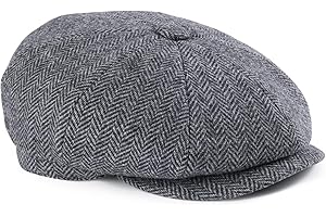 FEINION Men's Wool Newsboy Cap 8 Panel Ivy Tweed Cabbie Flat Hat Baker Boy Cap