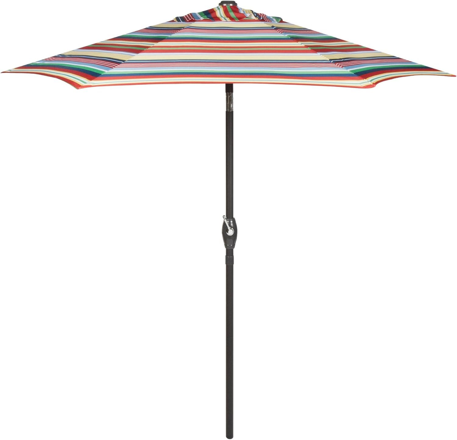 Amazon Com 7 5 Foot Crank And Tilt Market Umbrella Red Blue Green Yellow Striped Garden Outdoor
