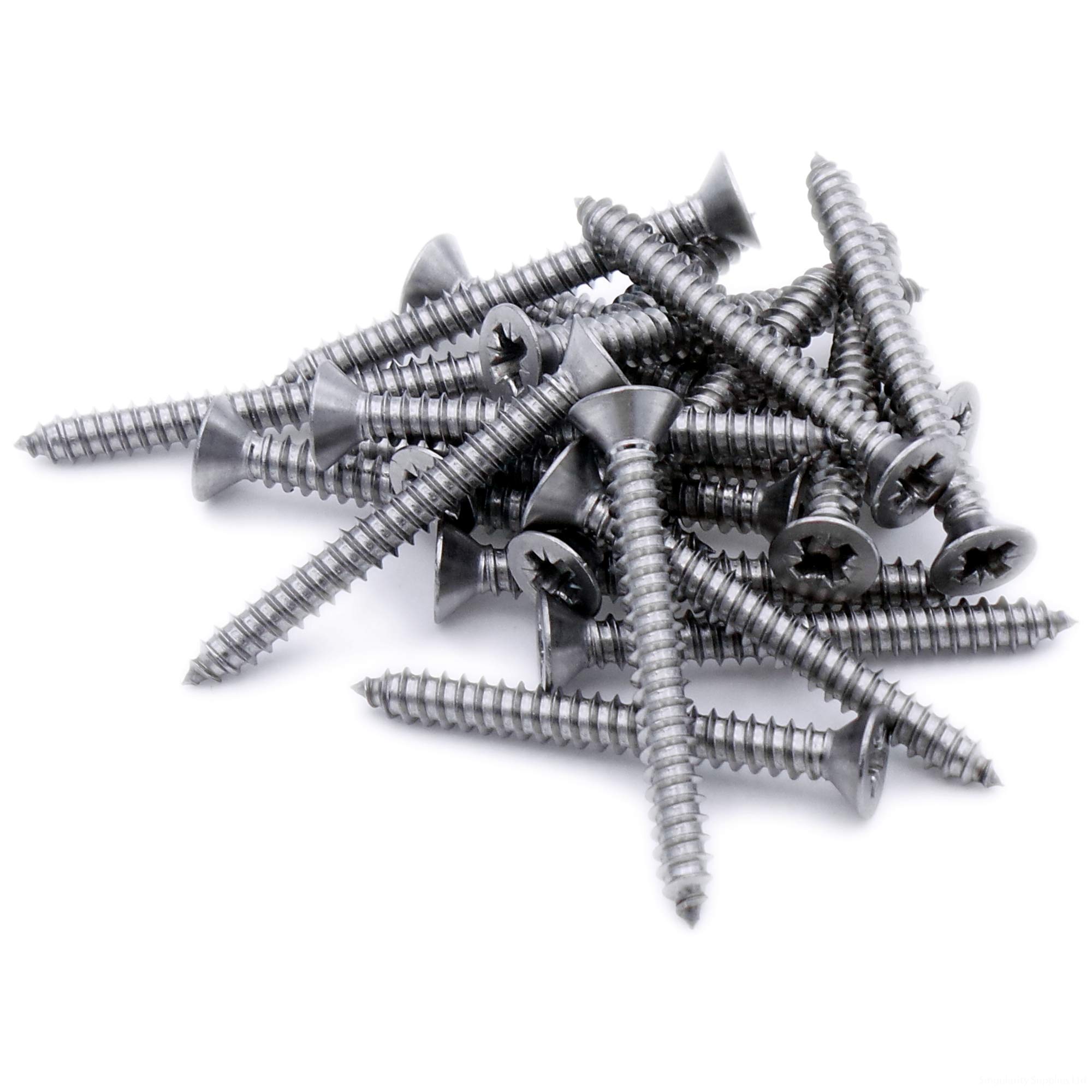 No.10 x 0.75 (4.8mm x 19mm) Pozi Countersunk Self-Tapping Screw - Stainless Steel (A2) (Pack of 20)