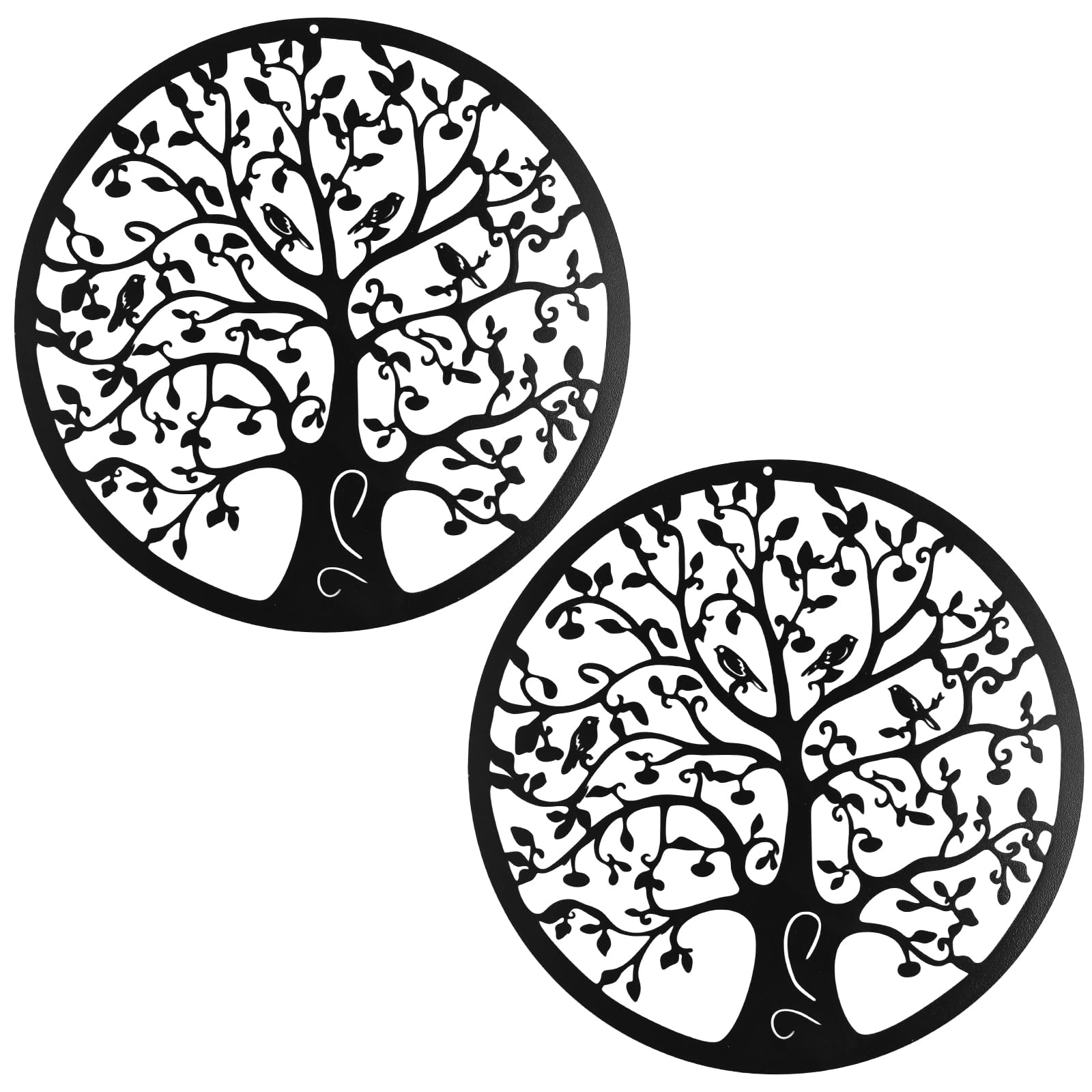 MUKLEI 2 PCS 30 x 30cm Metal Tree of Life Wall Art Decor, Black Tree of Life Wall Art for Indoor Outdoor Garden Home Decoration