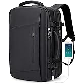 WITZMAN Carry On Travel Backpack for Men Airline Approved Large Luggage Backpack Expandable Bag USB Charging Port（BN001 Black）