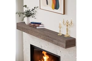 GoCampDirect Fireplace Mantle Shelf - 60×8×5Inch Handcrafted Wall Floating Mantel Shelf for Over Fireplace - Rustic Traditional Wooden Fireplace Mantels with Invisible Heavy Duty Wood Bracket - Ebony