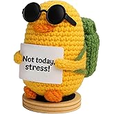 TWPER Birthday Gifts for Her Him, Positive Crochet Animals with 10 Affirmation Cards – Cute Emotional Support Duck Desk Decor Inspirational Gift for Women Coworkers Friends