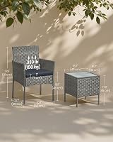 SONGMICS Garden Furniture Set 3-Piece Outdoor PE Rattan Conversation Grey view 7