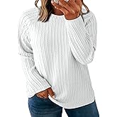 Eytino Plus Size Tops for Women Long Sleeve Crewneck Loose Casual 2026 Fall Fashion Knit Basic Tee(1X-5X)