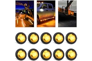 FABOOD F 10PCS Sealed Waterproof Amber 3/4" Mini Round Clearance LED Front Rear Side Indicator Bullet Grommet Marker Bumper Grille Light for Truck RV Car Bus Trailer Pickup Van Caravan Boat