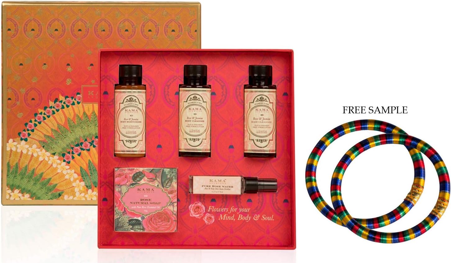 Kama Ayurveda Limited Edition Rose Box - 208gm with Multicolor Bangles