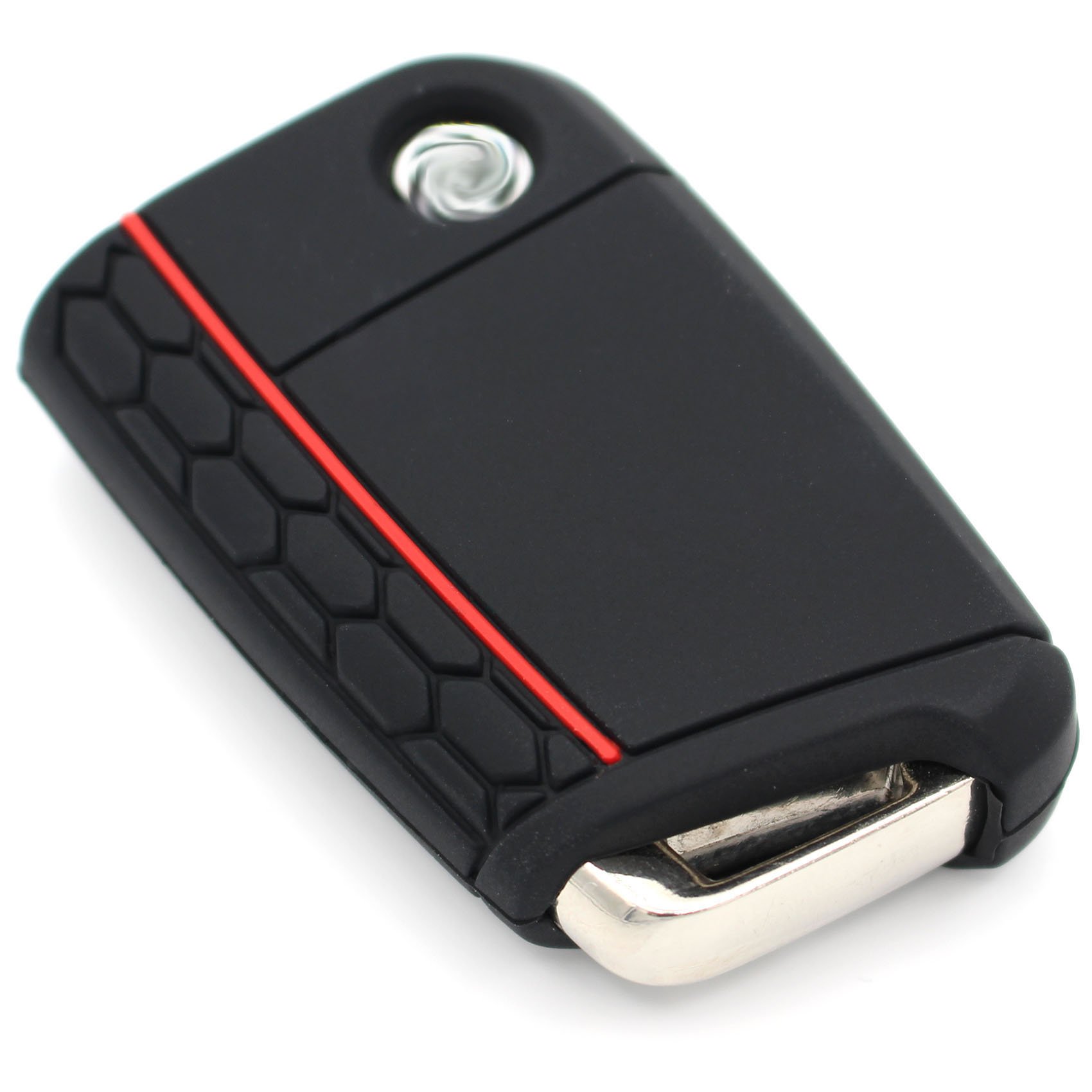 VB Key Case for 3 Buttons Car Key Silicone Cover Key Case Protective Cover (Black Red)
