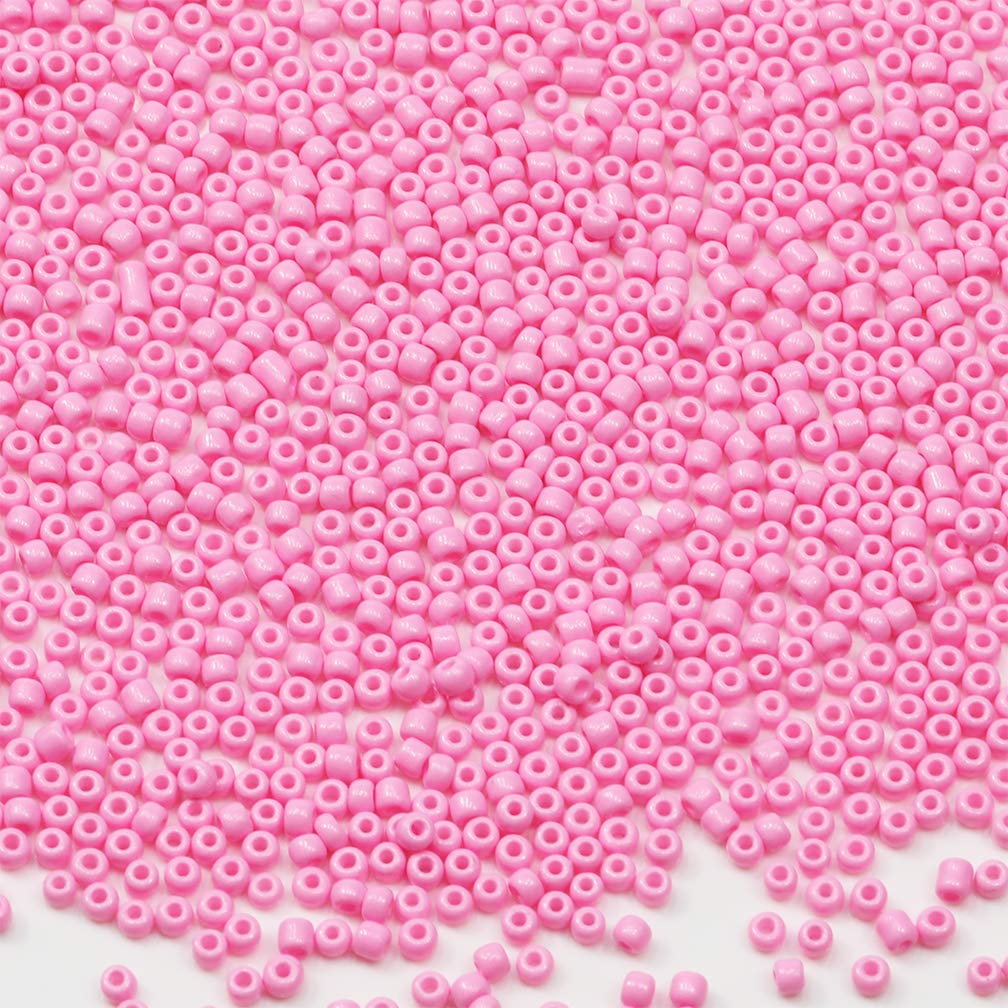Tibaoffy Size 8/0 Crafts Glass Seed Beads 3mm Pink Beads for Jewelry Making (Total About 100gm About 3600pcs)
