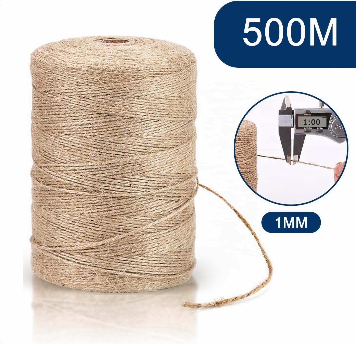Garten Juteschnur 1mm Dicke paketschnur,Bindegarn,500M Gartenschnur,Bastelschnur Kordel Rolle mit,100% Jutegarn Naturfarbe 5