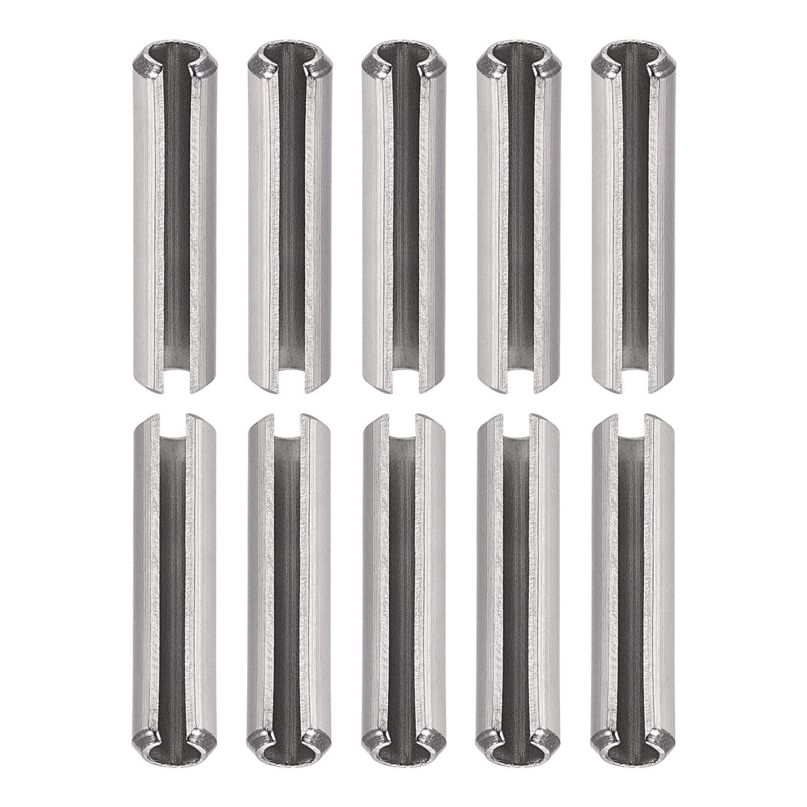 DTGN 5mmx50mm(DxL) Slotted Spring Pin - 10Pack - Good for Home Machine Fastener - 304 Stainless Steel Spring Dowel Tension Roll Pin - Silver