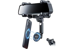 PROfezzion Rearview Mirror & Vent Clip Magnetic Phone Holder Compatible with MagSafe on Car Rear View Mirror or Vent for iPho