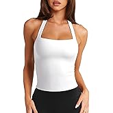 LASLULU Womens Sexy Halter Sports Bra Workout Tops Wirefree Sleeveless Gym Yoga Tank Tops Y2k Casual Crop