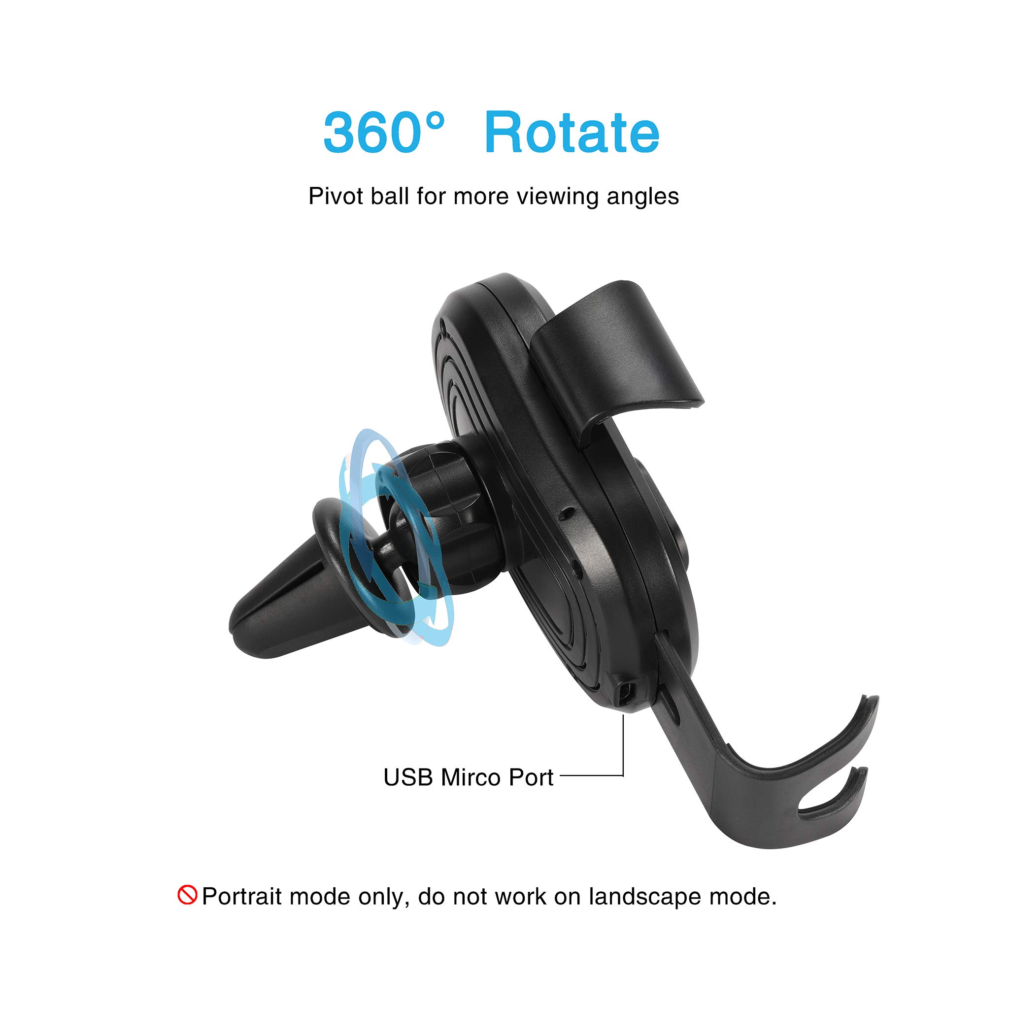 Qi Wireless Car Charger Mount,Wireless Charger Car Holder, Gravity Car Mount Air Vent Phone Holder, 10w Charge for Samsung Galaxy S9/S9+/S8/S8+/S7/S7 Edge/S6/S6 Edge/Note 8/Note 5, Standard Charge for iPhone X/8/8 Plus