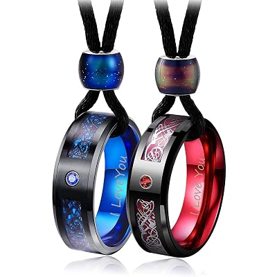 Aienid Couple Pendant Necklace for Him and Her Stainless Steel I Love You Necklace Set for Women Men Wedding