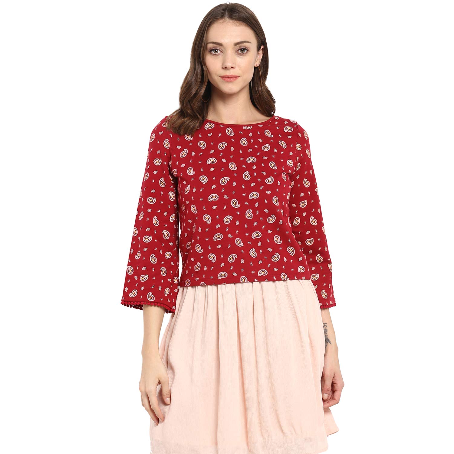 chumbak winter paisley red sweatshirt
