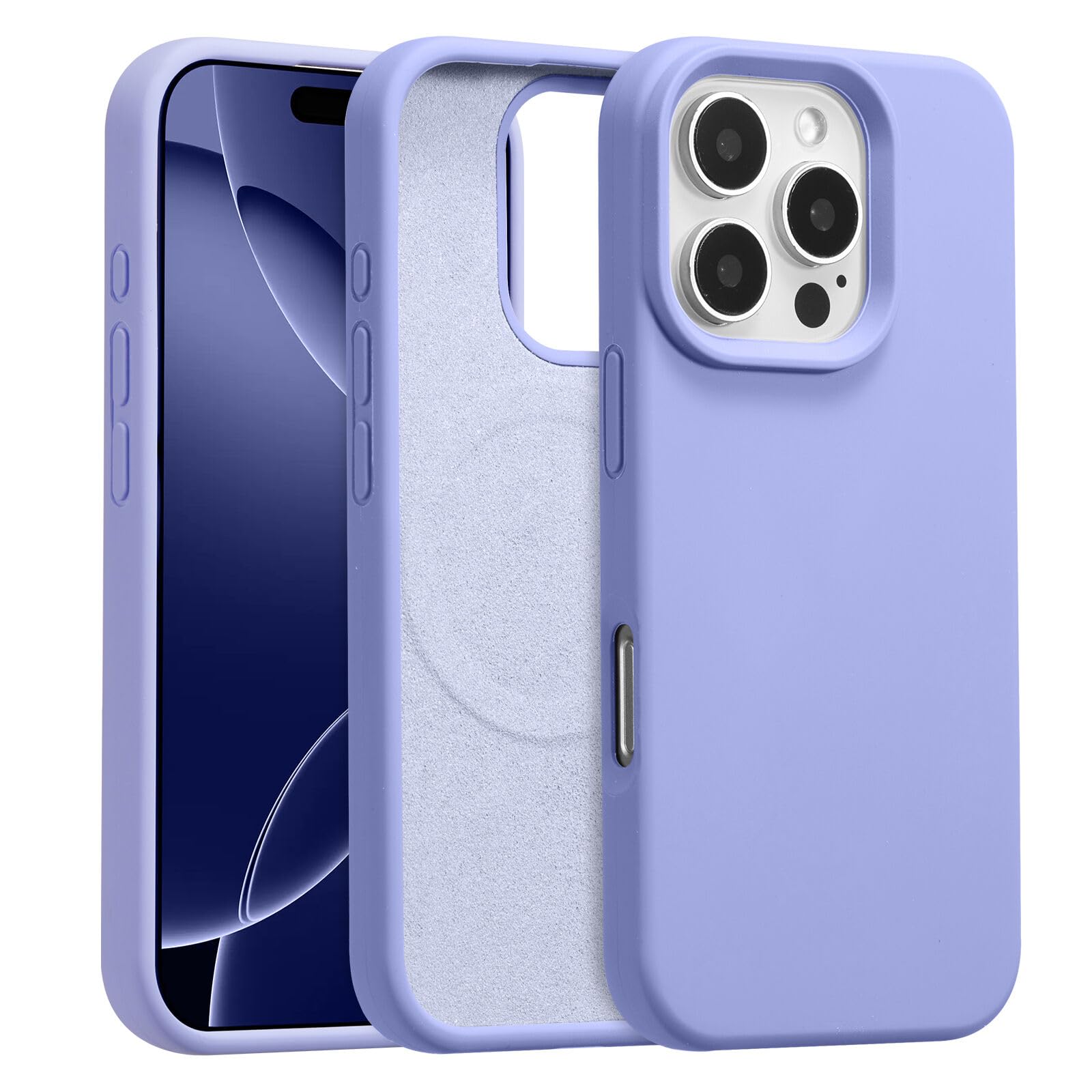 Photo 1 of UCASONG Magnetic for iPhone 15 Case 6.1", Premium Liquid Silicone Case,[Compatible with Magsafe][Soft Anti-Scratch Microfiber Lining],Slim Thin Shockproof Phone Cover-Light Purple