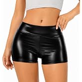 Zebaexf Women's Metallic Shorts High Waisted Shiny Bottoms Festival