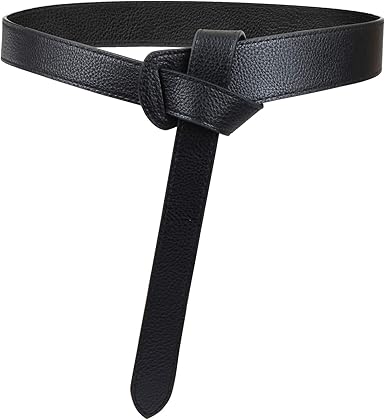 black leather tie belt