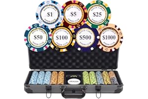 500PCS 14g Monte Carlo Poker Club Poker Chips Set with Black Aluminum Case