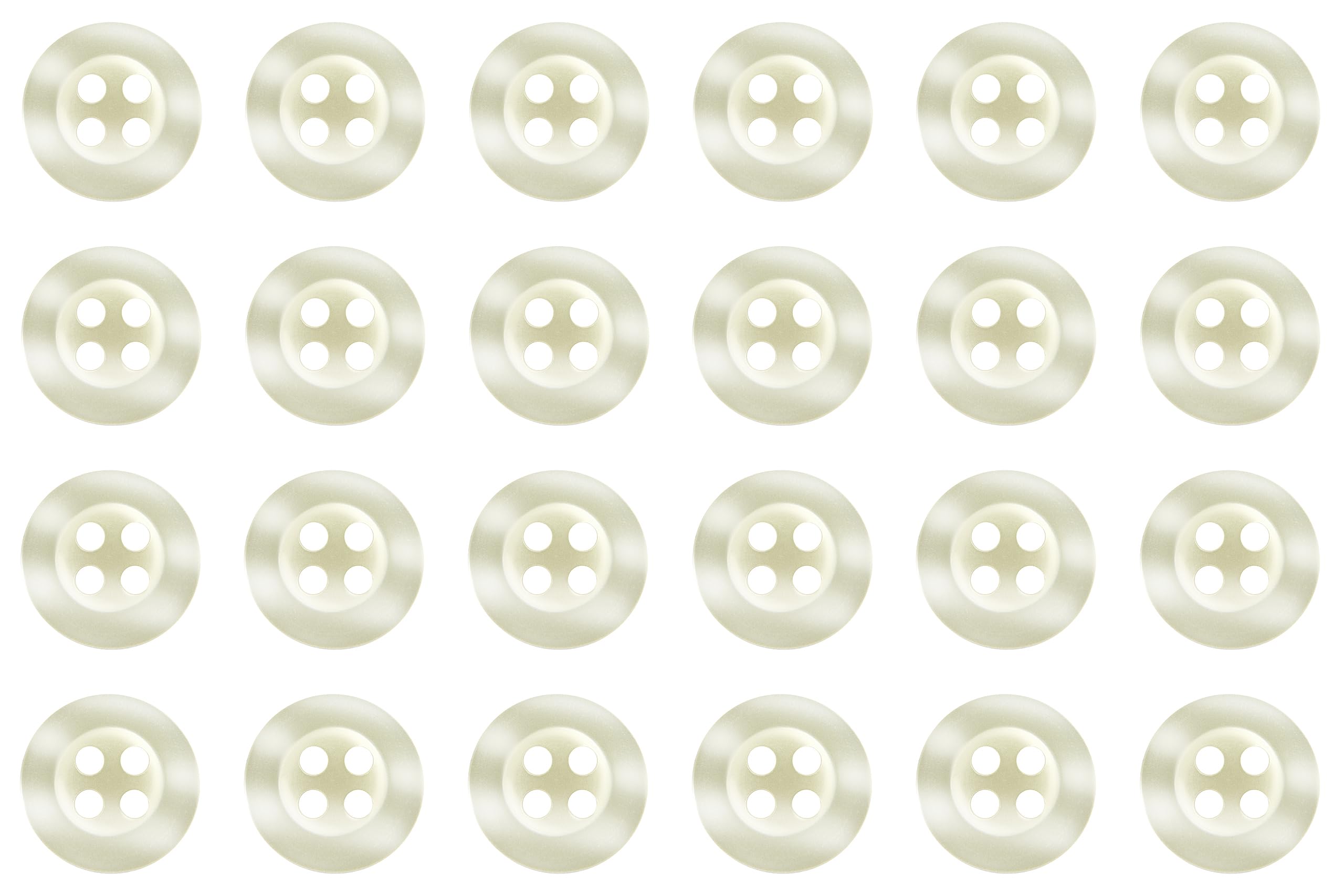 Pack of 24 Off White Natural 11mm Round Sew On Plastic Buttons for Shirts Blouses Pearlescent Flat 4 Holes 18L