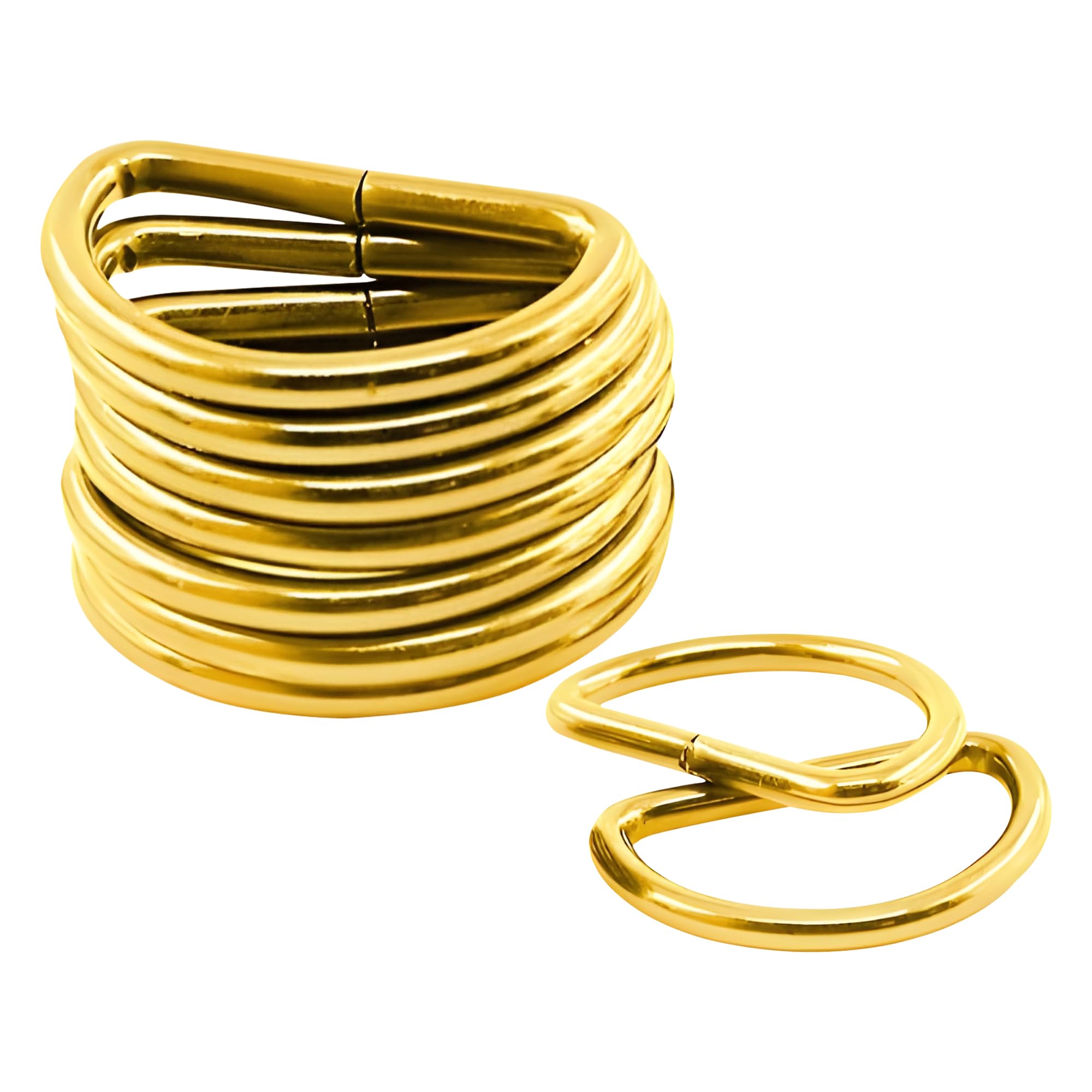 WedDecor 25mm Gold Non Welded Metal D Ring Fasteners Buckle for Adjustable Fastening Webbing Strap, Arts and Crafts, Pet Collars, Repairing Bags, Straps, 10pcs