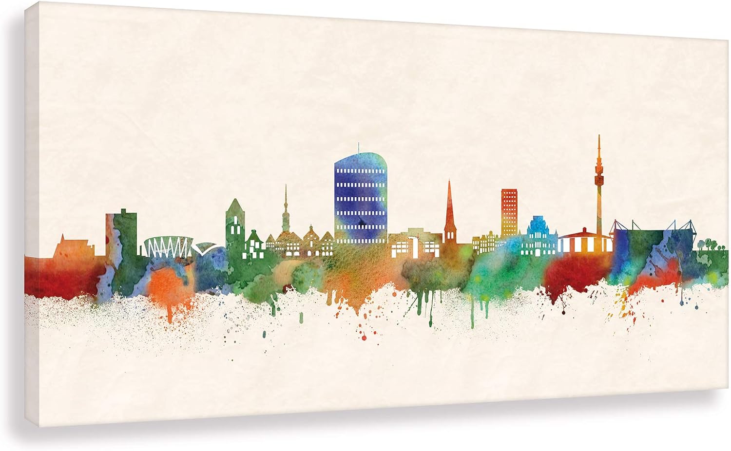 Kunstbruder Herne Skyline - Stampa Su Tela, 30x60 Cm | Quadro Street Art Con Profilo Della Città | Pronto Da Appendere - 2