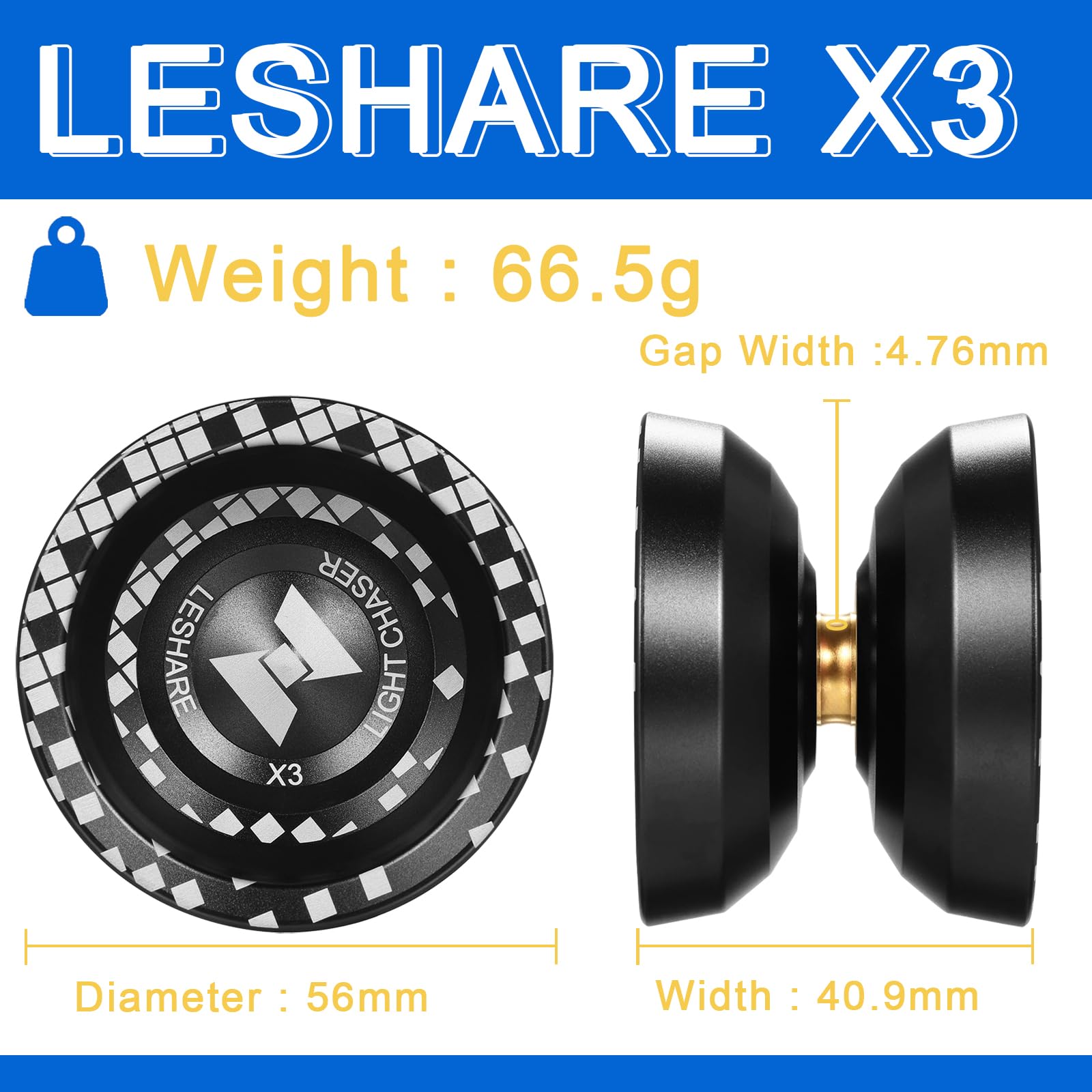 LESHAREYoyo Pro X3 for Advanced Players - Includes Responsive Yoyo for Beginners - Aluminum Yoyo for Kids + 5 Ropes + Gloves + Instructions