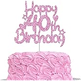 Pink Glitter Happy 40th Birthday Cake Topper for Women Forty Year Old Decor Cheers 40 Funny Birthday Party Decorations Supplies