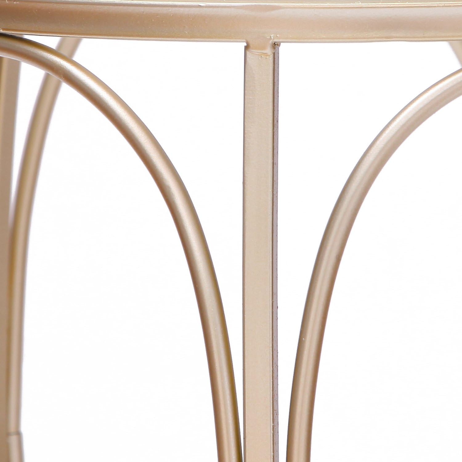 Adeco Round Nesting Accent Side Set of 2-Gold End Tables,: Furniture & Decor