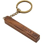 MUUJEE I Love You - Engraved Wood Bar Keychain - Key Chain for Car Home Work Keys, 5th Anniversary, Son Husband Boyfriend Birthday Gift, Father's Day Dad Gift Ideas