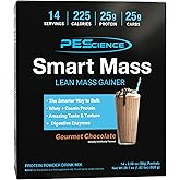PEScience Smart Mass Gainer, Gourmet Chocolate, 14 Packets | Lean Muscle Weight Gainer, Whey Protein &amp; Casein Protein Blend, Slow-Digesting Carbs, Maltodextrin-Free