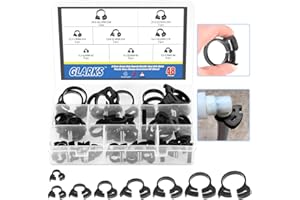 Glarks 48Pcs 8 Size Heavy Duty Black Double Gripping Nylon Hose Clamps Set, 6.6-27.2mm Plastic Snap Ratcheting Clamps Assortm
