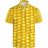 NELife Golf Shirts for Men Printed Quick Dry Short Sleeve Performance Polo Shirts Moisture Wicking Collared Tennis T-Shirt