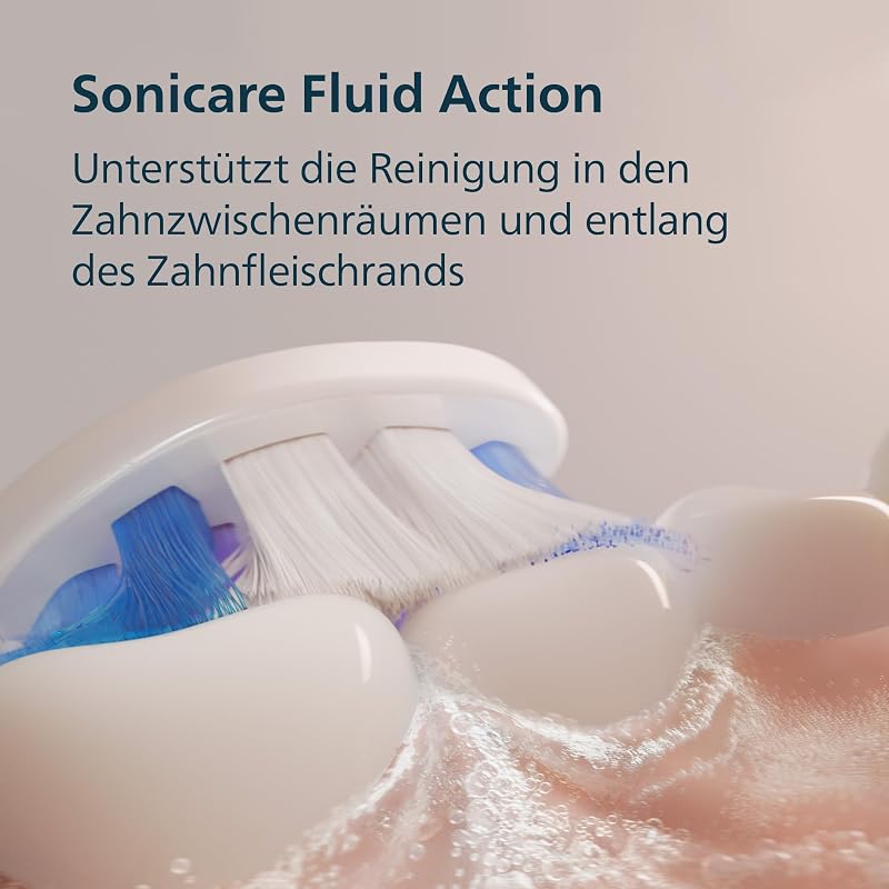 Sonicare 6100 elektrische Zahnbürste, Schallzahnbürste mit 2 Putzmodi, 3 Intensitätsstufen, Andruckkontrolle, EasyStart, SmarTimer, Reiseetui, Weiß, Modell HX7400/02 [Neue Technologie]