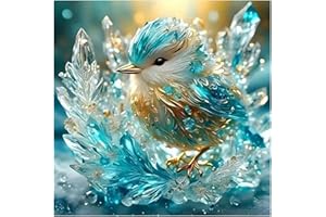 KAIXINE Crystal Bird Stamped Cross Stitch Kits for Adults Beginner, Fantastic Cross Stitch Kits Printed Stitching Patterns Dimensions Needlepoint Art Crafts Embroidery Kits for Adults Beginners 14x14 inch ﻿