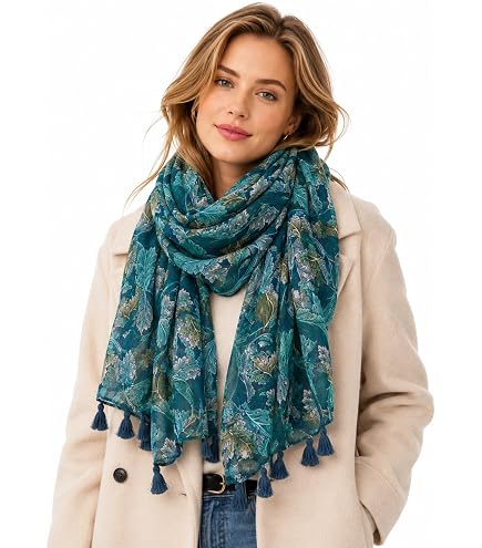 Johnny Was womens With Tassels Silk Scarf, Multi, O S US at  display picture 2