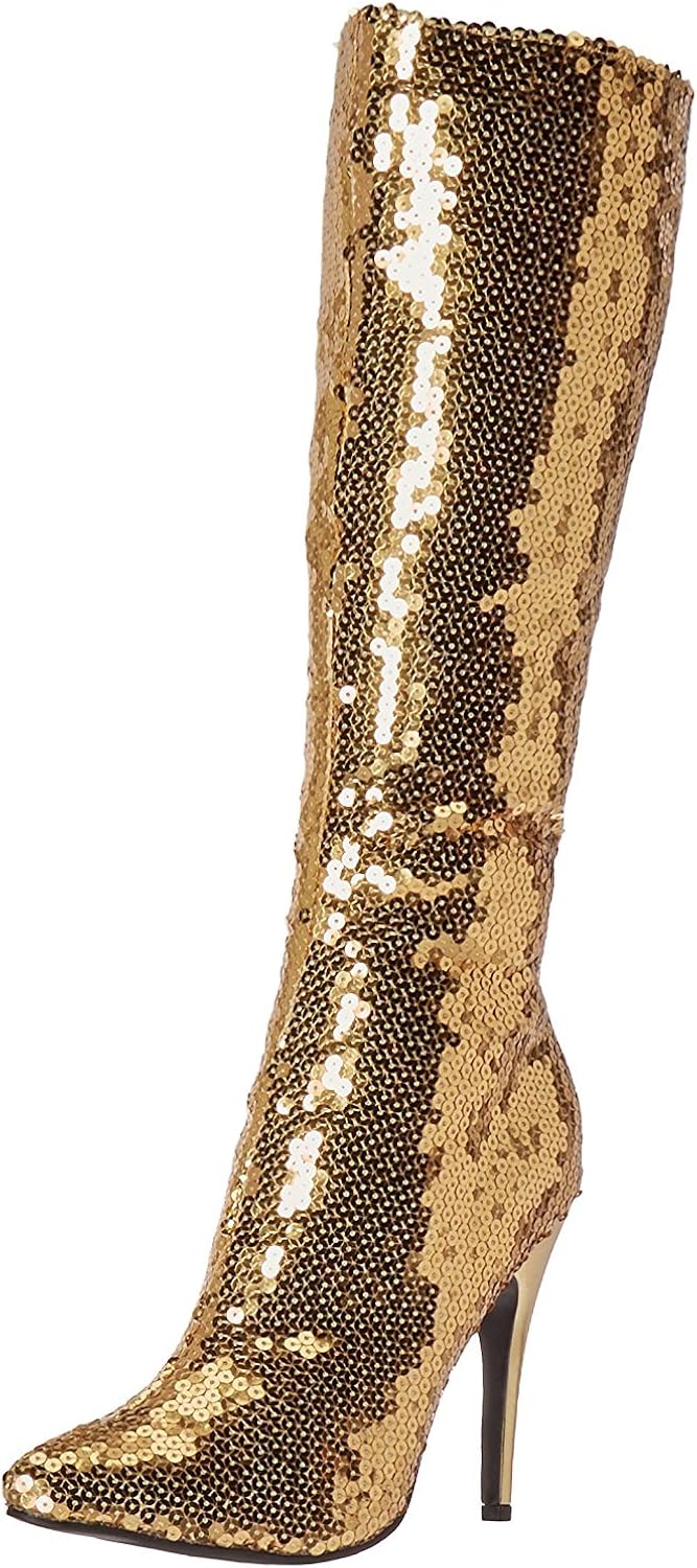 gold sequin boots