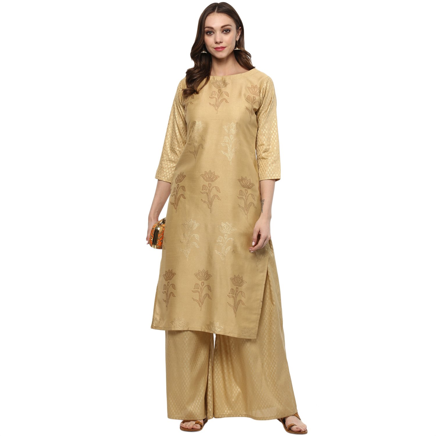 ziyaa women's polyester straight kurta