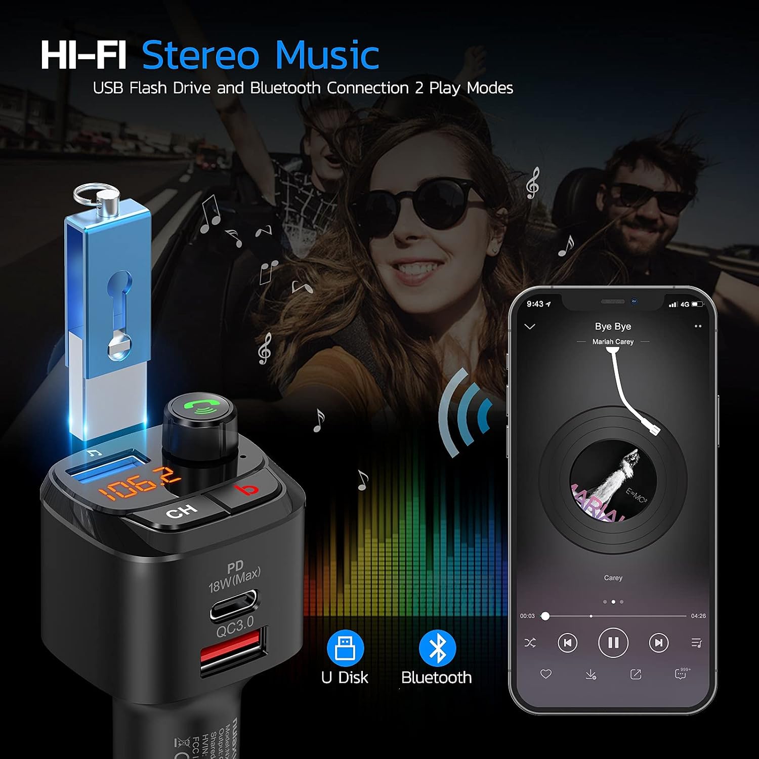 Nulaxy Bluetooth 5.0 FM Transmitter for Car, QC3.0 & USB-C PD 18W Wireless Bluetooth Radio Adapter Music Player/Car Kit with Bass Booster, Hands-Free Calls, Siri Google Assistant -NX12: Car Electronics