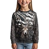 JEOCODY Kids Long Sleeve Shirts Boys Girls Crewneck Soft Tee Tops Size 3-16