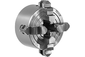 VEVOR 4-Jaw Lathe Chuck, 3 Inch (80 mm), 4-Jaw Chuck, 0.1-3.15 in (5-80 mm) Clamping Range with T-Key Fixing Screws Reversibl