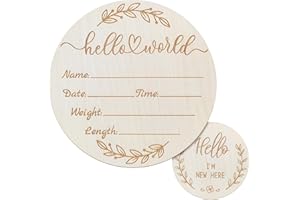 ZIEYOMI Baby Announcement Sign - Hello World Newborn Name Sign for Nursery & Hospital - Welcome Baby Shower Prop Board