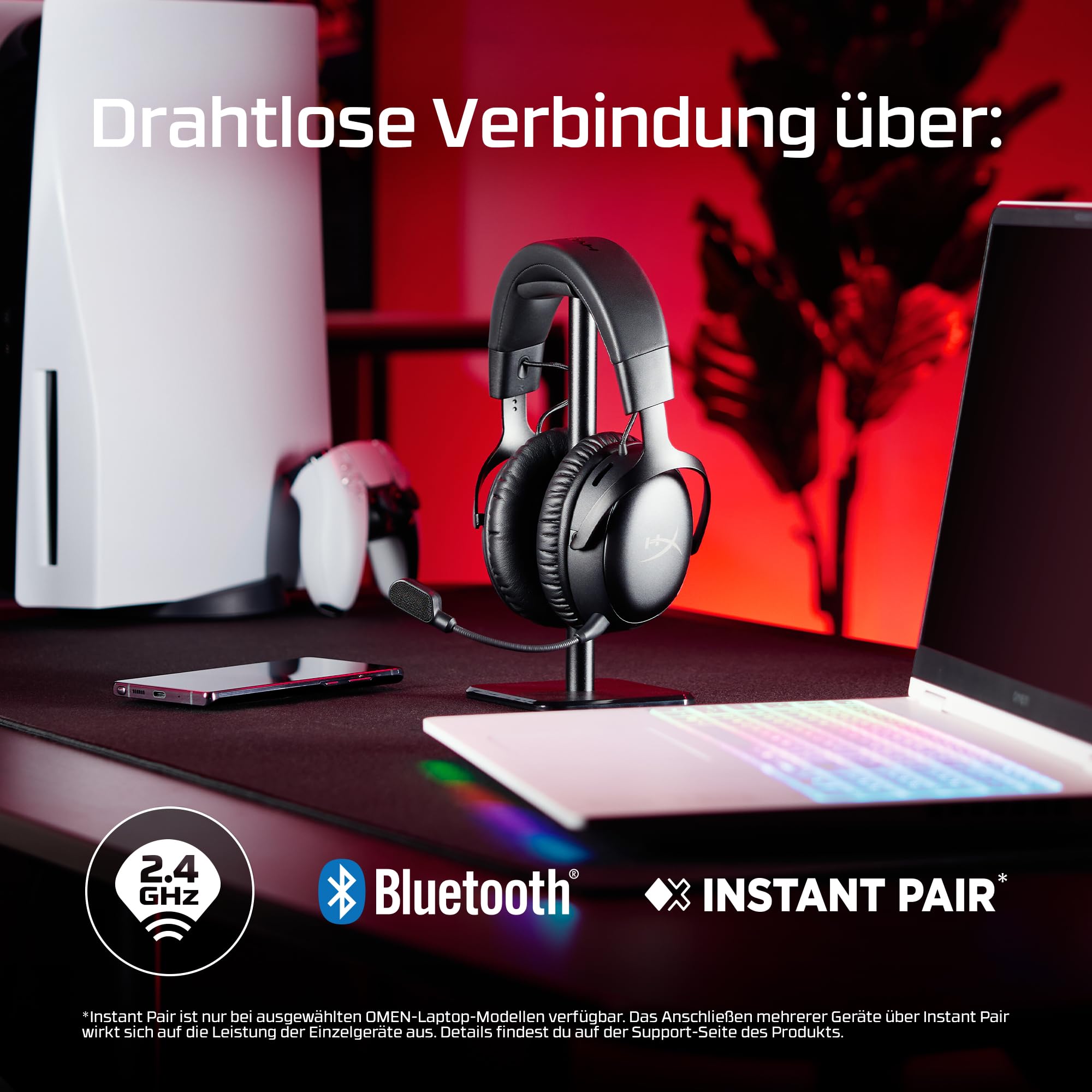 HyperX Cloud III S – Kabelloses Gaming-Headset, Multiplattform, 2,4 GHz, Bluetooth, Akkulaufzeit bis zu 120 Stunden, 2,4 GHz, 53-mm-Neigungstreiber, 10-mm-abnehmbares Mikrofon – Schwarz 6