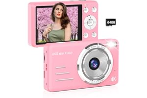 FORC Digital Camera, FHD 4K 64MP Point and Shoot Kids Digital Camera with 64GB Card,18X Zoom, Anti Shake, Compact Small Cameras for Kids Gifts for Teens Girls Boys