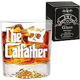 ZWV The Catfather Whiskey Glass - Cat Dad Gifts, New Dad, Birthday & Retirement Gifts for Cat Lovers