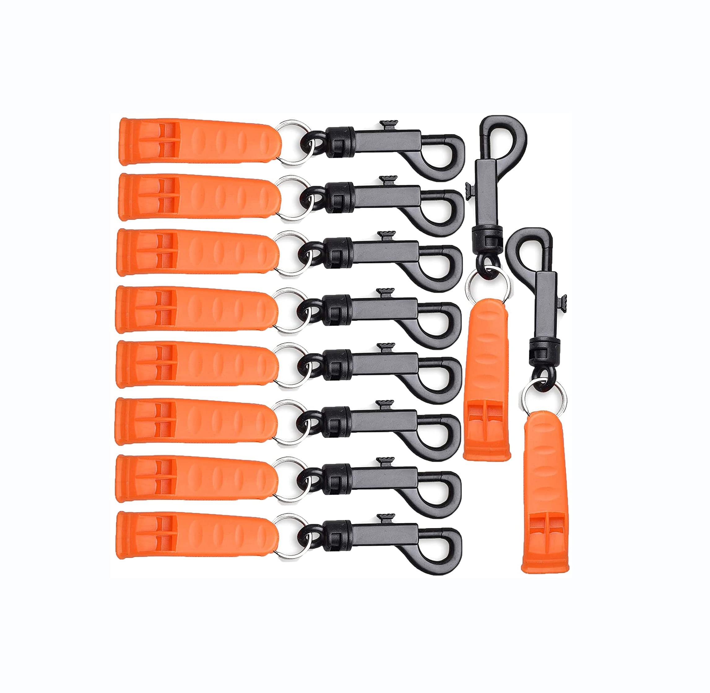 Tiardey 10pcs Safety Emergency Whistles with Clips Hooks Signaling Essential Survival Personal Safety Gear for Family Vacations Outdoor Camping Boating