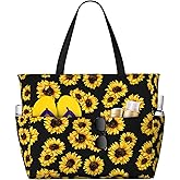 Owlfder Large Beach Bag for Women Waterproof Foldable Travel Shoulder Tote Bag with Pocket for Weekender Pool Vacation